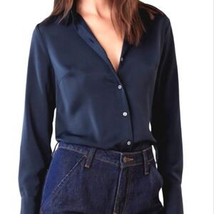 NWT Banana Republic Factory Long Sleeved Button Down Satin Shirt Women's XXL